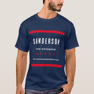 Camiseta Nome da Campanha Eleitoral Azul Vermelho