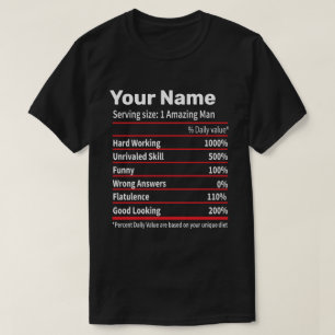 Camiseta Nome da definição de comida personalizada
