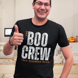 Camiseta Nome da Empresa de Tripulação do Halloween Boo