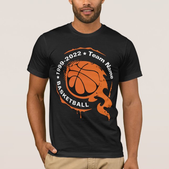 Camiseta Nome da Equipe de Basquete. Personalizar T-Shirt (Frente)