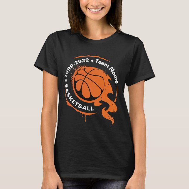 Camiseta Nome da Equipe de Basquete. Personalizar T-Shirt (Frente)