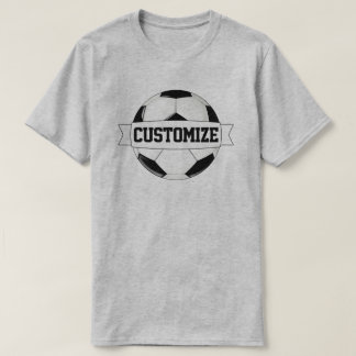 Camiseta Nome da Equipe Personalizada de Futebol Negro e Br
