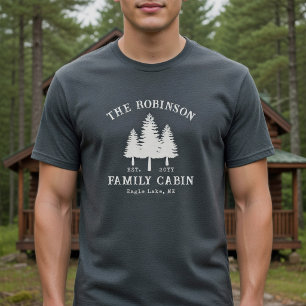 Camiseta Nome da Família Cabana Rústica País Pinheiros