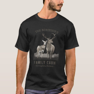 Camiseta Nome da família Cabina Pinheira de cervo preto