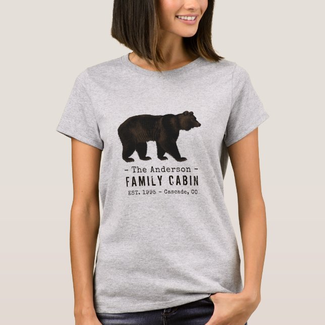 Camiseta Nome da família Cabina Urso Negro Castanho Russo (Frente)
