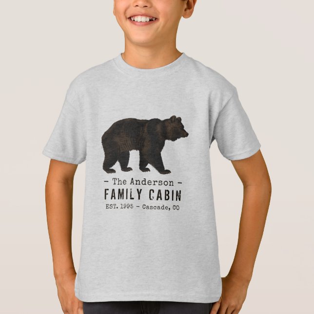 Camiseta Nome da família Cabina Urso Negro Castanho Russo (Frente)