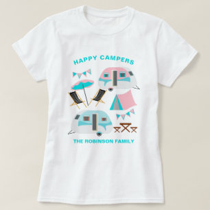 Camiseta Nome da Família Campers Felizes Campanha Retro Car