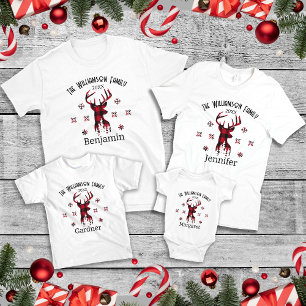 Camiseta Nome da Família Correspondente Data Xadrez de Nata