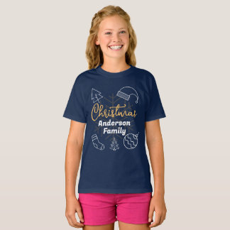 Camiseta Nome da Família Correspondente Roupa Natal