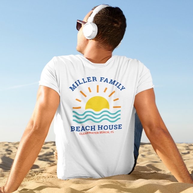 Camiseta Nome da família correspondente Summer Sunset Beach (Criador carregado)