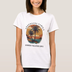 Camiseta Nome da Família de Palmeiras Tropicais de Férias d