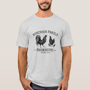 Camiseta Nome da família Farmhouse Hen Pintinho Rooster