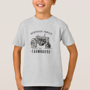 Camiseta Nome da família Farmhouse Rustic Vintage Trator