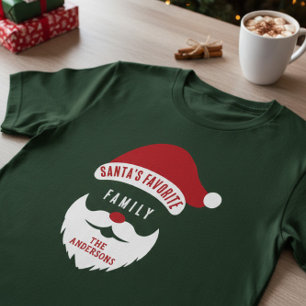 Camiseta Nome da Família Favorita do Papai Noel Engraçado P