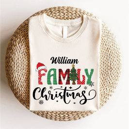Camiseta Nome da Família Feliz Natal Correspondente aos mod