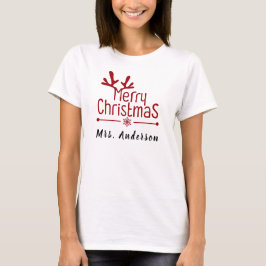 Camiseta Nome da Família Floral de Natal Simples Elegante
