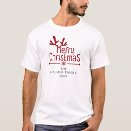 Camiseta Nome da Família Floral de Natal Simples Elegante