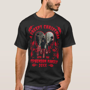 Camiseta Nome da família Foto do Coração Vermelho Cerrante