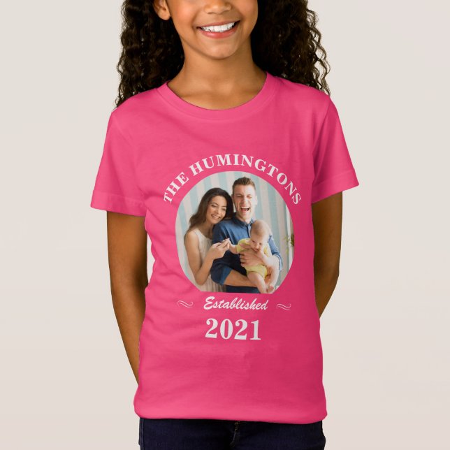 Camiseta Nome da família, fotografia e ano personalizados (Frente)