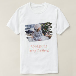 Camiseta Nome da Família Natal Adicionar Design de Fotogra