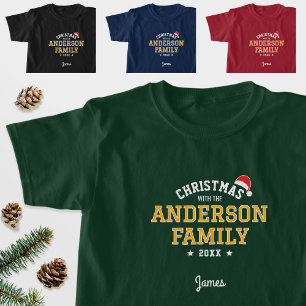 Camiseta Nome da família Papais noeis de Natal Feriado Verd