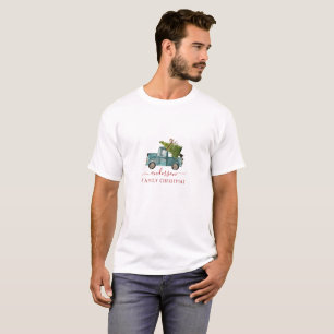 Camiseta Nome da família   Pau de Natal Azul