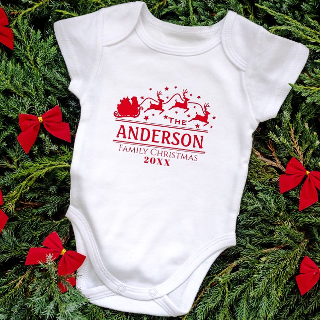 Camiseta Nome da Família Personalizada de Natal Corresponde (Matching Christmas Personalized Family Name Baby Bodysuit)