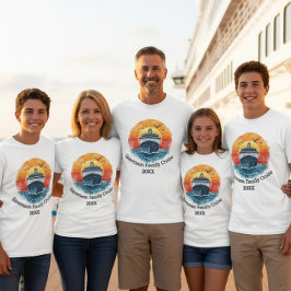 Camiseta Nome da Família Pôr do Sol Cruzeiro de Férias Pres