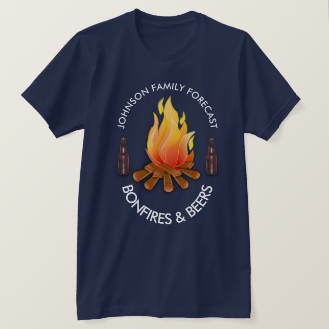 Camiseta "(Nome da Família) Previsão: Bonfire and Beers" (Frente do Design)