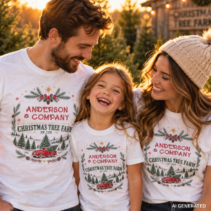 Camiseta Nome da Fazenda de Árvores de Natal com Correspond