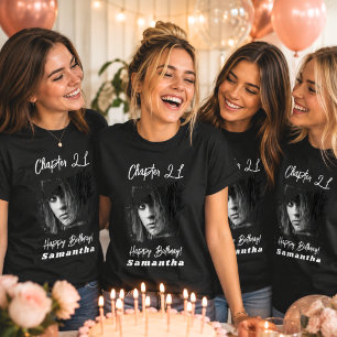 Camiseta Nome da foto aniversário de 21 anos preto
