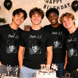 Camiseta Nome da foto aniversário de 21 anos preto branco