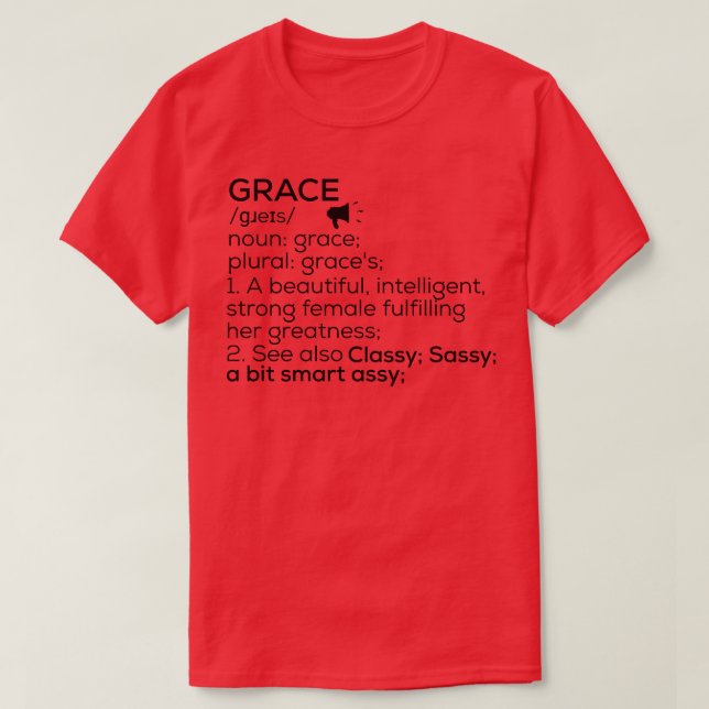 Camiseta Nome da Grace Definição Grace Nome da fêmea (Frente do Design)