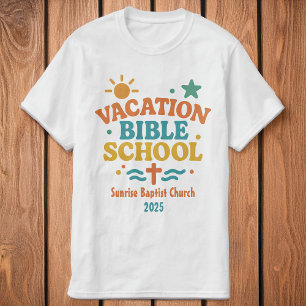 Camiseta Nome da Igreja da Bíblia de Férias e Ano Sun VBS