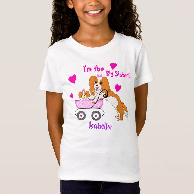 Camiseta Nome da Irmã Mais Velha Cavalier King Charles Span (Frente)