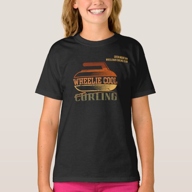Camiseta Nome da Liga do Clube da Escola de Curling em Cade (Frente)