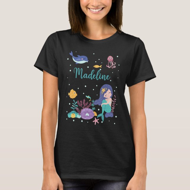 Camiseta Nome da Madeline Presente Sereia Personalizada (Frente)