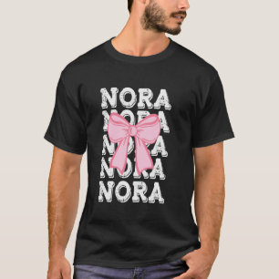 Camiseta Nome da NORA Coquette Big Pink Arco Simples Menina