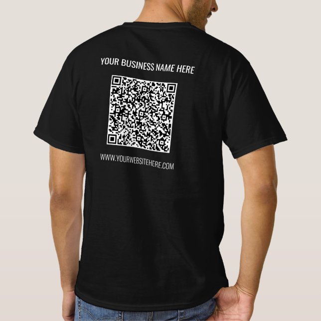 Camiseta Nome da sua empresa Código QR T-Shirt e Texto pers (Verso)