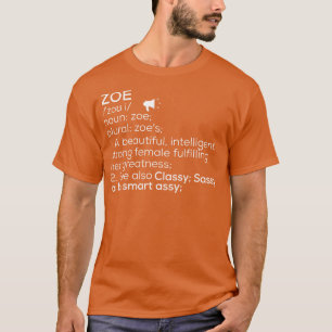 Camiseta Nome da Zoe Definição Zoe Nome da Mulher Zoe Meani