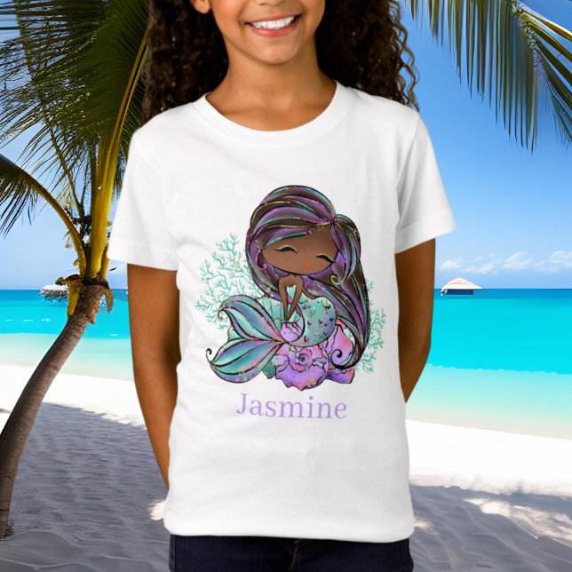 Camiseta nome de adição de amantes de sereia fofa (Criador carregado)