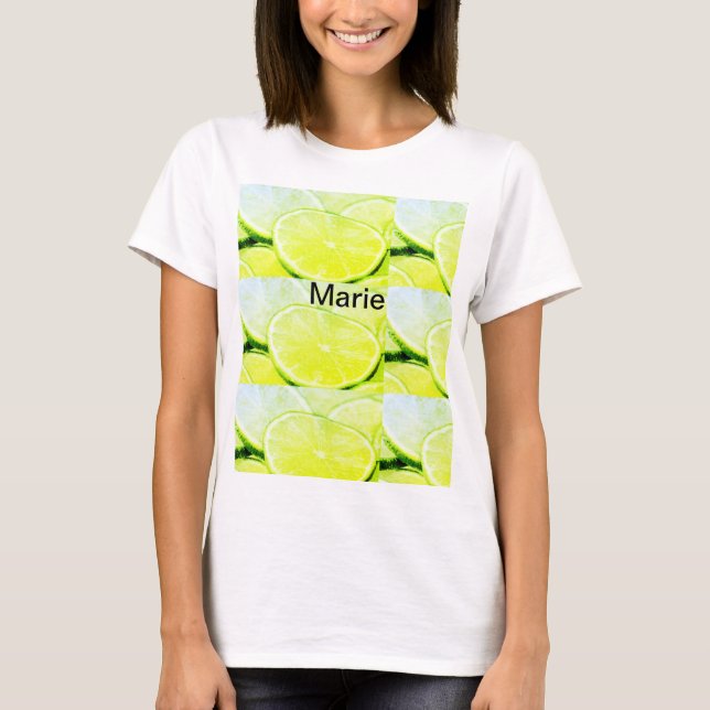 Camiseta Nome de adição de limão verde amarelo simples, mín (Frente)