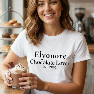 Camiseta Nome de Amante de Chocolate Personalizado Estabele
