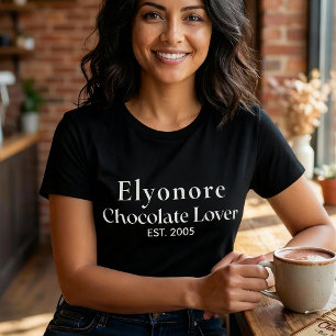 Camiseta Nome de Amante de Chocolate Personalizado Estabele