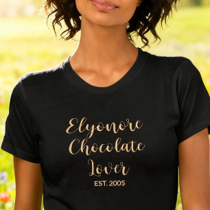 Camiseta Nome de Amante de Chocolate Personalizado Estabele