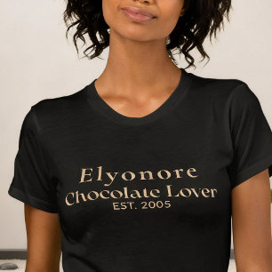 Camiseta Nome de Amante de Chocolate Personalizado Estabele