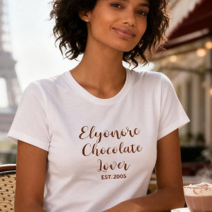 Camiseta Nome de Amante de Chocolate Personalizado Estabele