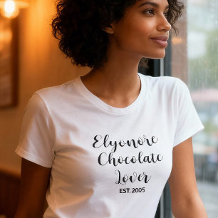 Camiseta Nome de Amante de Chocolate Personalizado Estabele