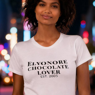 Camiseta Nome de Amante de Chocolate Personalizado Estabele