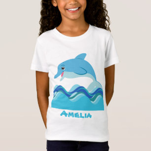 Camiseta Nome de animal de praia de golfinho bonito